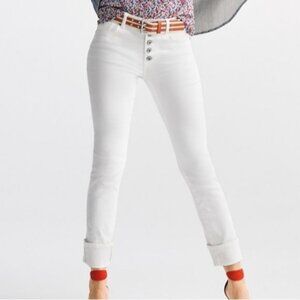 CABI Button Fly Straight Jeans White Sz 6 #6284 NWOT